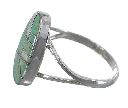 Turquoise And Opal Inlay Genuine Sterling Silver Ring Size 7-1/4 RX57606